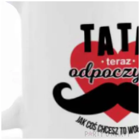 kubek z nadrukiem tata teraz odpoczywa jak cos chcesz to wolaj mame bgtech 300 ml