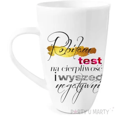 kubek z nadrukiem test cierpliwosci bialy bgtech 400 ml
