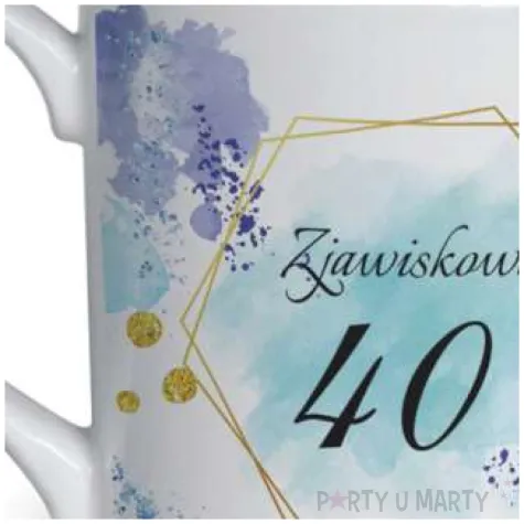kubek z nadrukiem urodzinowy z dedykacja 40 bialy zdobiony bgtech 370 ml