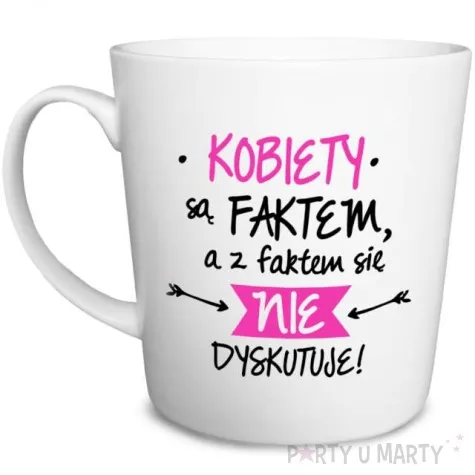 kubek z nadrukiem z kobieta sie nie dyskutuje bialy bgtech 480ml