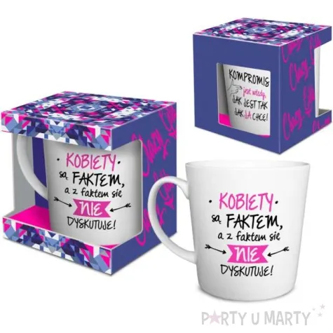 kubek z nadrukiem z kobieta sie nie dyskutuje bialy bgtech 480ml