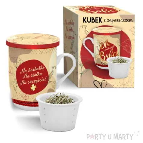 kubek z nadrukiem zaparzacz dla babci bgtech 330 ml