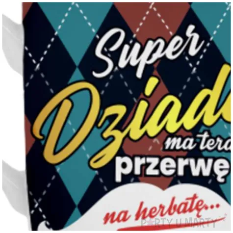 kubek z nadrukiem zaparzacz super dziadek ma teraz przerwe bgtech 330 ml