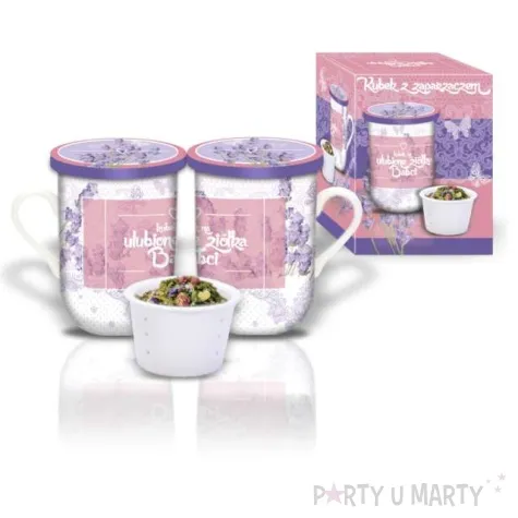 kubek z nadrukiem zaparzacz ulubione ziolka babci bgtech 330 ml