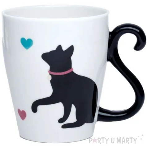 kubek z ogonkiem kot czarny porcelanowy puckator 340 ml