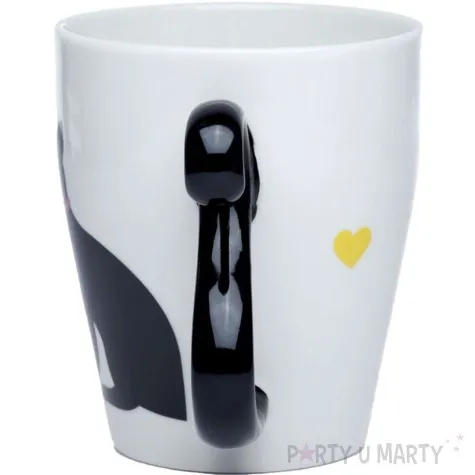 kubek z ogonkiem kot czarny porcelanowy puckator 340 ml
