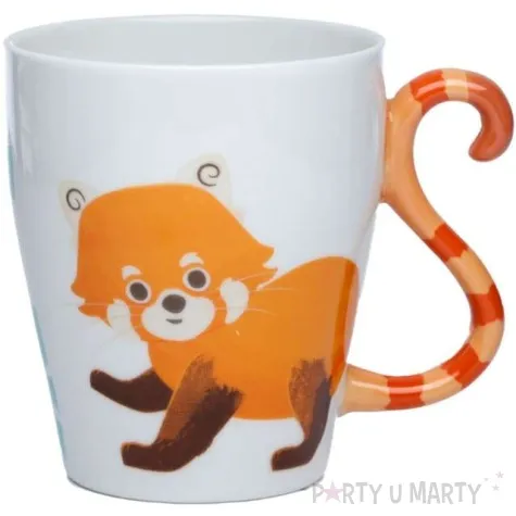 kubek z ogonkiem panda czerwona porcelowany puckator 340 ml
