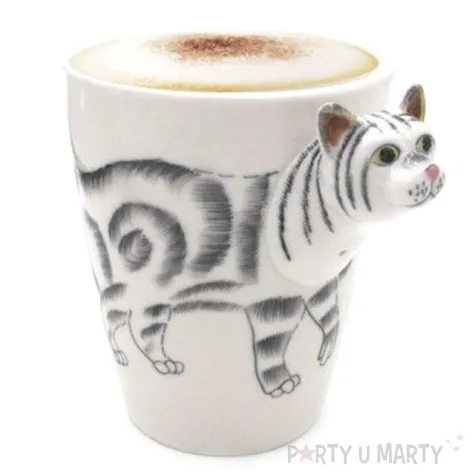 kubek zwierzeta 3d kot bialy gm