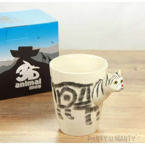 kubek zwierzeta 3d kot bialy gm