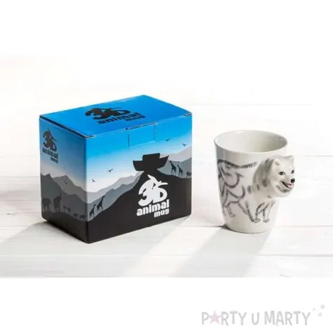 kubek zwierzeta 3d pies bialy gm