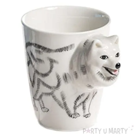 kubek zwierzeta 3d pies bialy gm