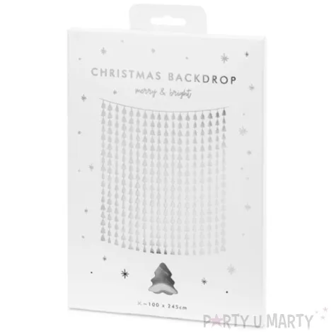 kurtyna choinki metaliczne srebrny partydeco 100 x 245 cm