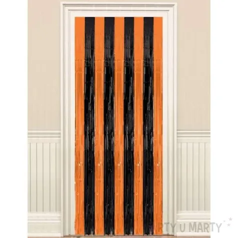 kurtyna na drzwi classic czarno pomaranczowa amscan 243 x 91 cm