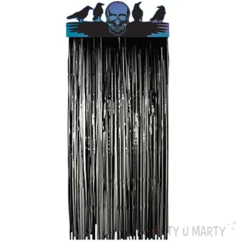 kurtyna na drzwi czaszka kruki czarna amscan 92x235 cm