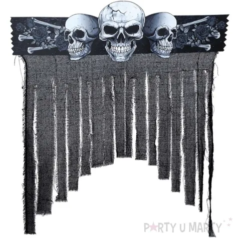 kurtyna na drzwi czaszki z rozami halloween guirca 90 x 30 cm
