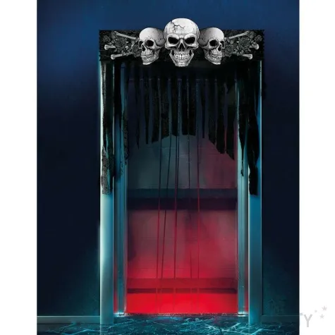 kurtyna na drzwi czaszki z rozami halloween guirca 90 x 30 cm