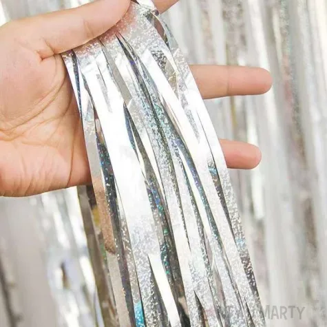 kurtyna na drzwi holograficzna srebrna jix 200 x 100 cm