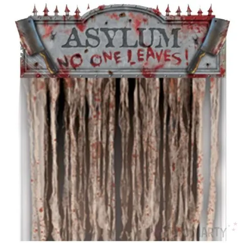 kurtyna na drzwi horror asylum no one leaves 140 x 96 cm
