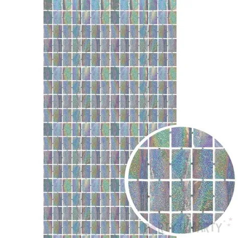 kurtyna na drzwi kafelki holograficzne srebrny partypal 200 x 100 cm