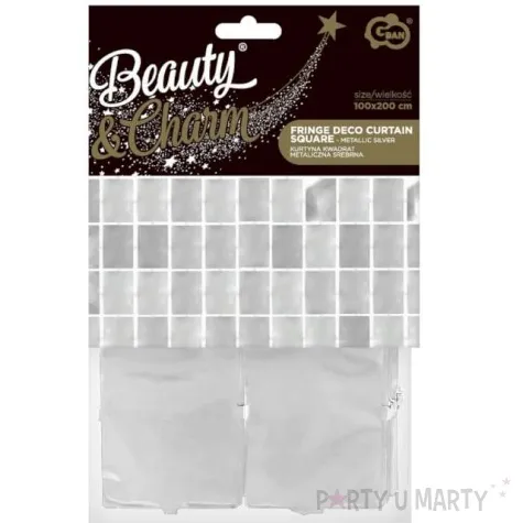 kurtyna na drzwi kwadraciki srebrny godan 200 x 100 cm