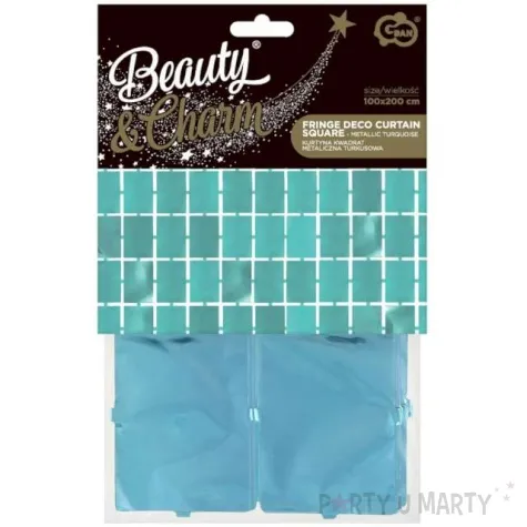 kurtyna na drzwi kwadraciki turkusowa godan 200 x 100 cm