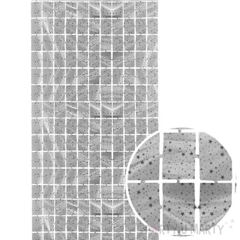 kurtyna na drzwi kwadraciki w gwiazdki srebrna godan 200 x 100 cm