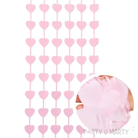 kurtyna na drzwi serduszka makaronowa rozowy jasny godan 100 x 200 cm