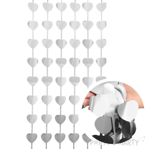 kurtyna na drzwi serduszka matowa srebrny godan 100 x 200 cm