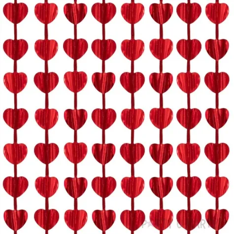 kurtyna serca metaliczne czerwony partypal 200x100 cm