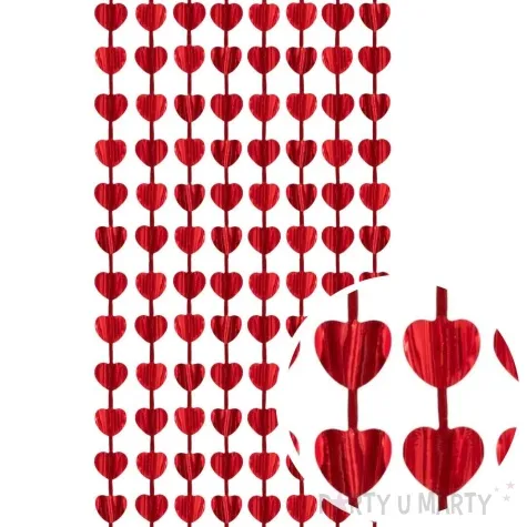 kurtyna serca metaliczne czerwony partypal 200x100 cm