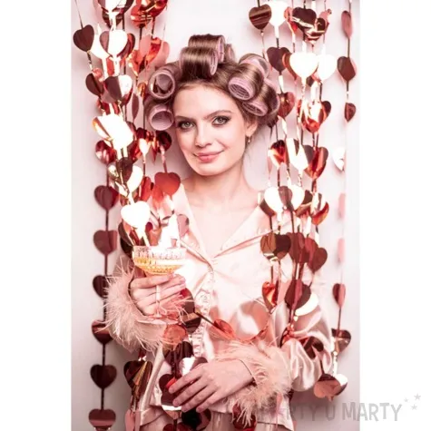 kurtyna serce rozowe zloto partdeco 245 x 100 cm