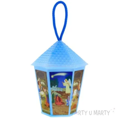 lampion adwentowy zmieniajacy kolor niebieski szesciokatny godan 20 cm