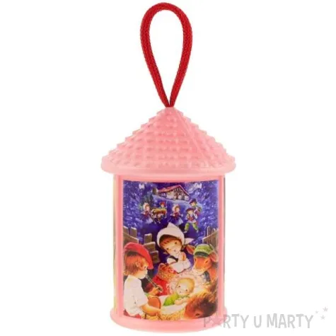 lampion adwentowy zmieniajacy kolor rozowy okragly godan 20 cm