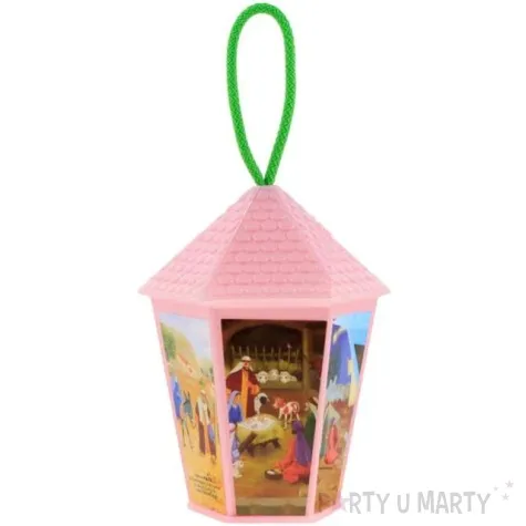 lampion adwentowy zmieniajacy kolor rozowy szesciokatny godan 20 cm