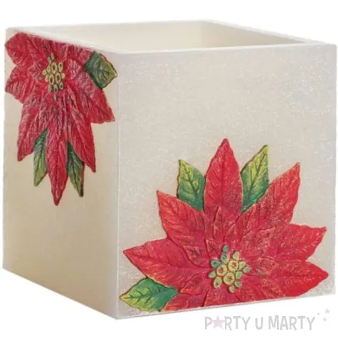 lampion christmas flower kwiaty poinsencji kostka ecru bartek candles 110 105 mm