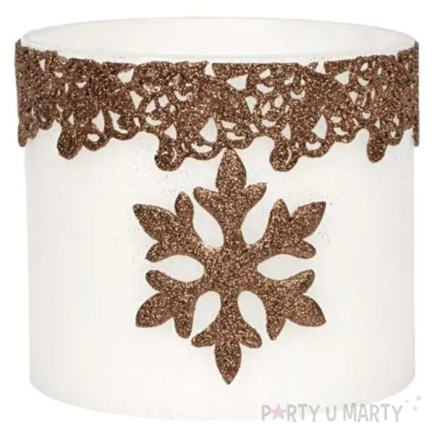 lampion elipsa sniezynka bialo zloty adpal 145 135 mm