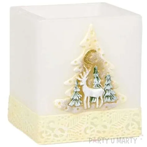 lampion kostka renifer bialo kremowy adpal 115 100 mm