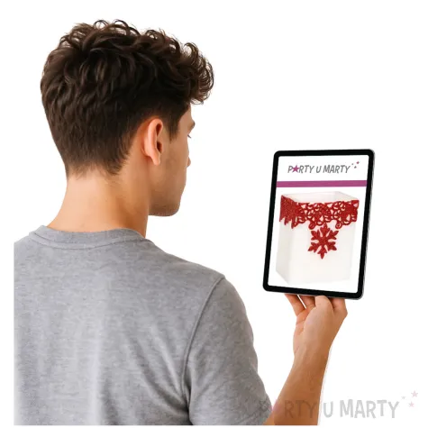 lampion kostka sniezynka bialo czerwony adpal 115 100 mm