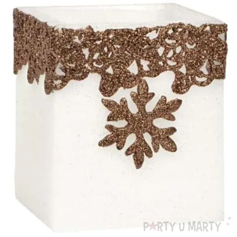 lampion kostka sniezynka bialo zloty adpal 115 100 mm