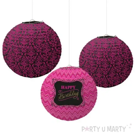 lampion papierowe born to be fabulous rozowy amscan 24 cm 3 szt