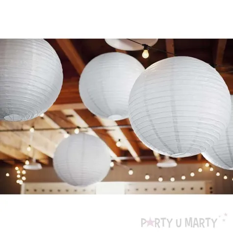 lampion papierowy classic bialy partydeco 20 cm