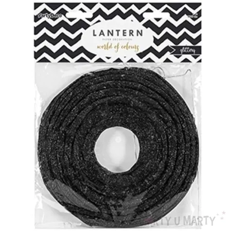 lampion papierowy czarny brokatowy 25 cm