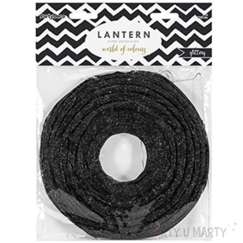 lampion papierowy czarny brokatowy 35 cm