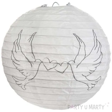 lampion papierowy golabki slubne bialy santex 20 cm