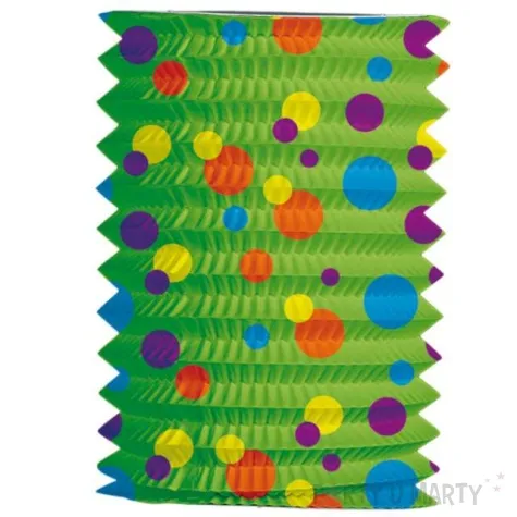 lampion papierowy kropki kolorowe zielony folat 16 cm