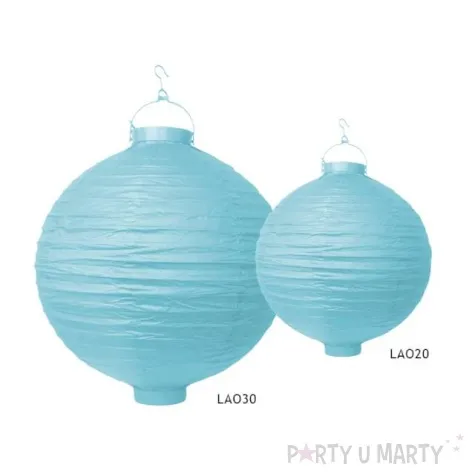 lampion papierowy kula blekitny partydeco 20 cm