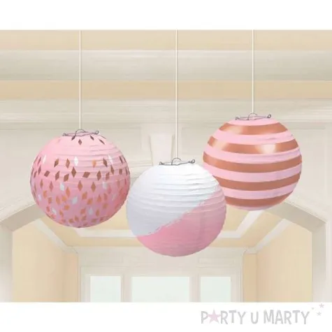 lampion papierowy rozowo zlote urodziny mix amscan