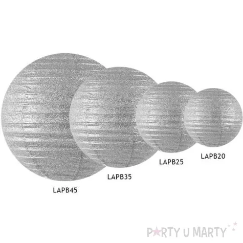 lampion papierowy srebrny brokatowy 35 cm