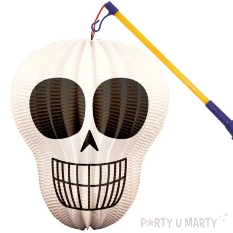 lampion papierowy trupia czaszka biala folat 22 cm