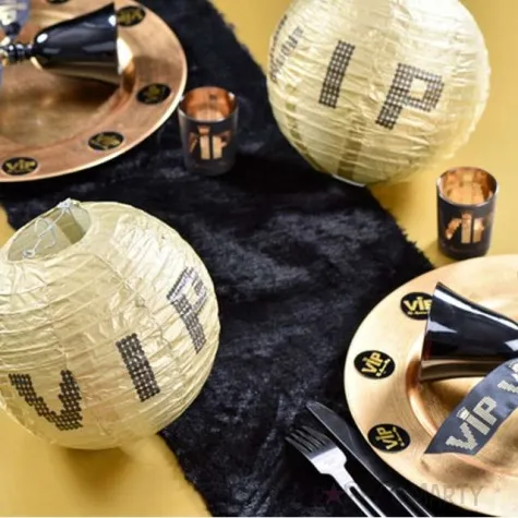 lampion papierowy vip black zloty santex 20 cm 2 szt